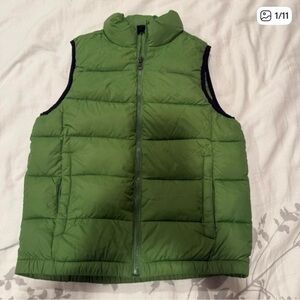 Gap Kids Puffer VestGreen with Black Trim Mock Neck Kids M (8-9) Like New